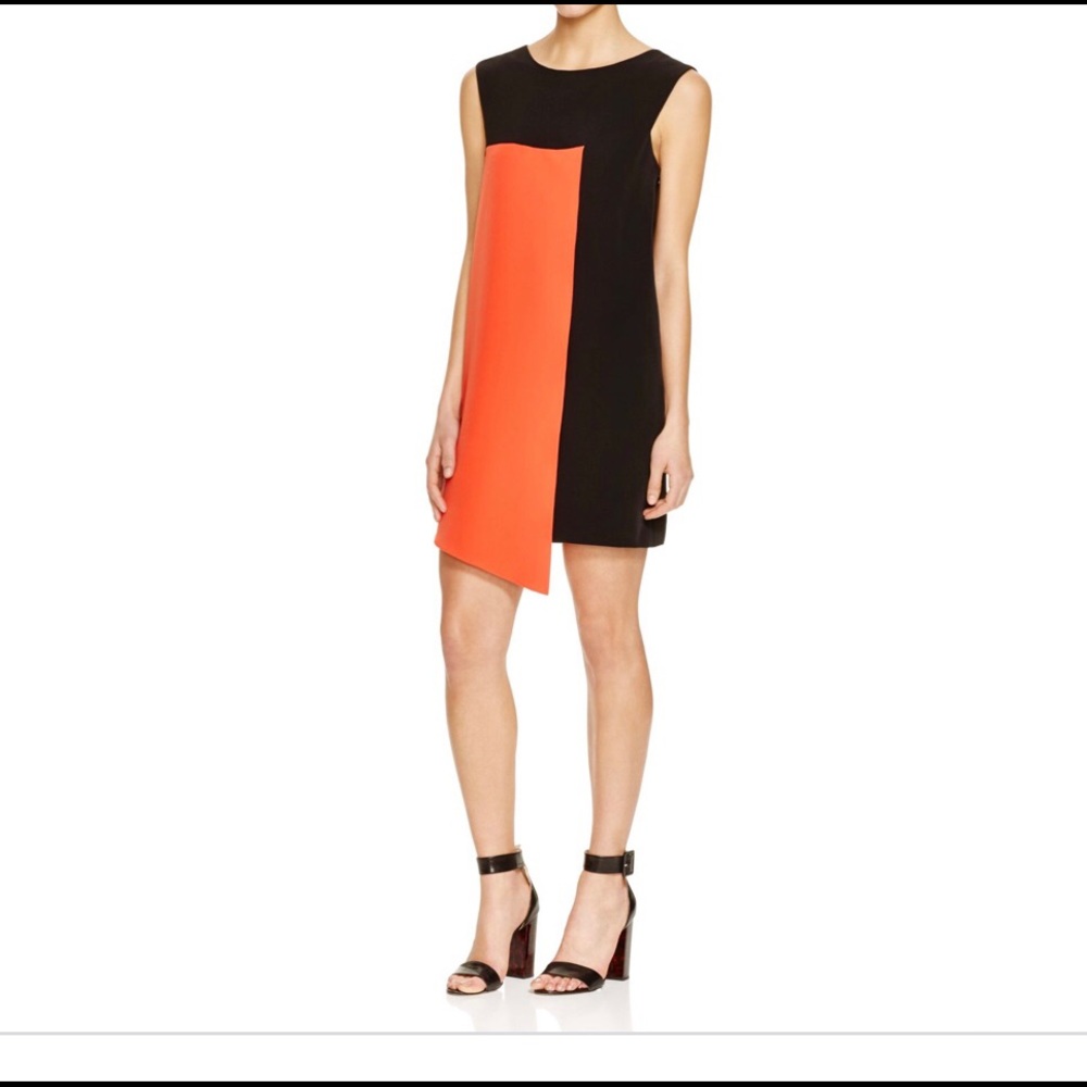 Milly Asymmetric Colorblock Shift Dress